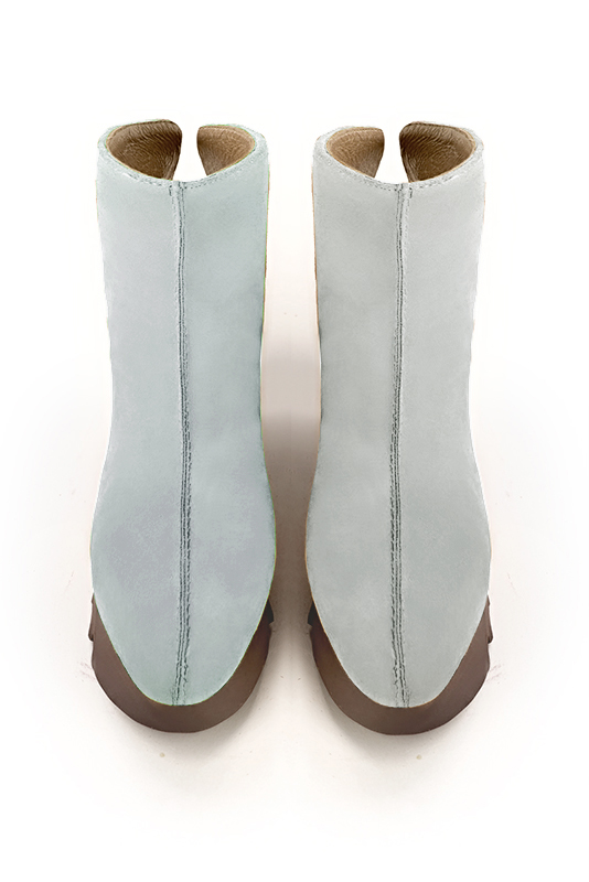 Pearl grey women's ankle boots with a zip at the back.. Top view - Florence KOOIJMAN